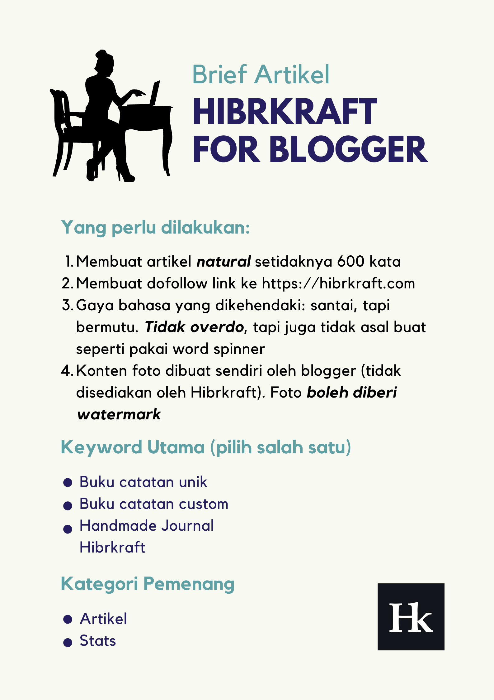 hibrkraft untuk blogger indonesia - hibrkraft handmade journal - jurnal dan agenda kulit - buku catatan custom