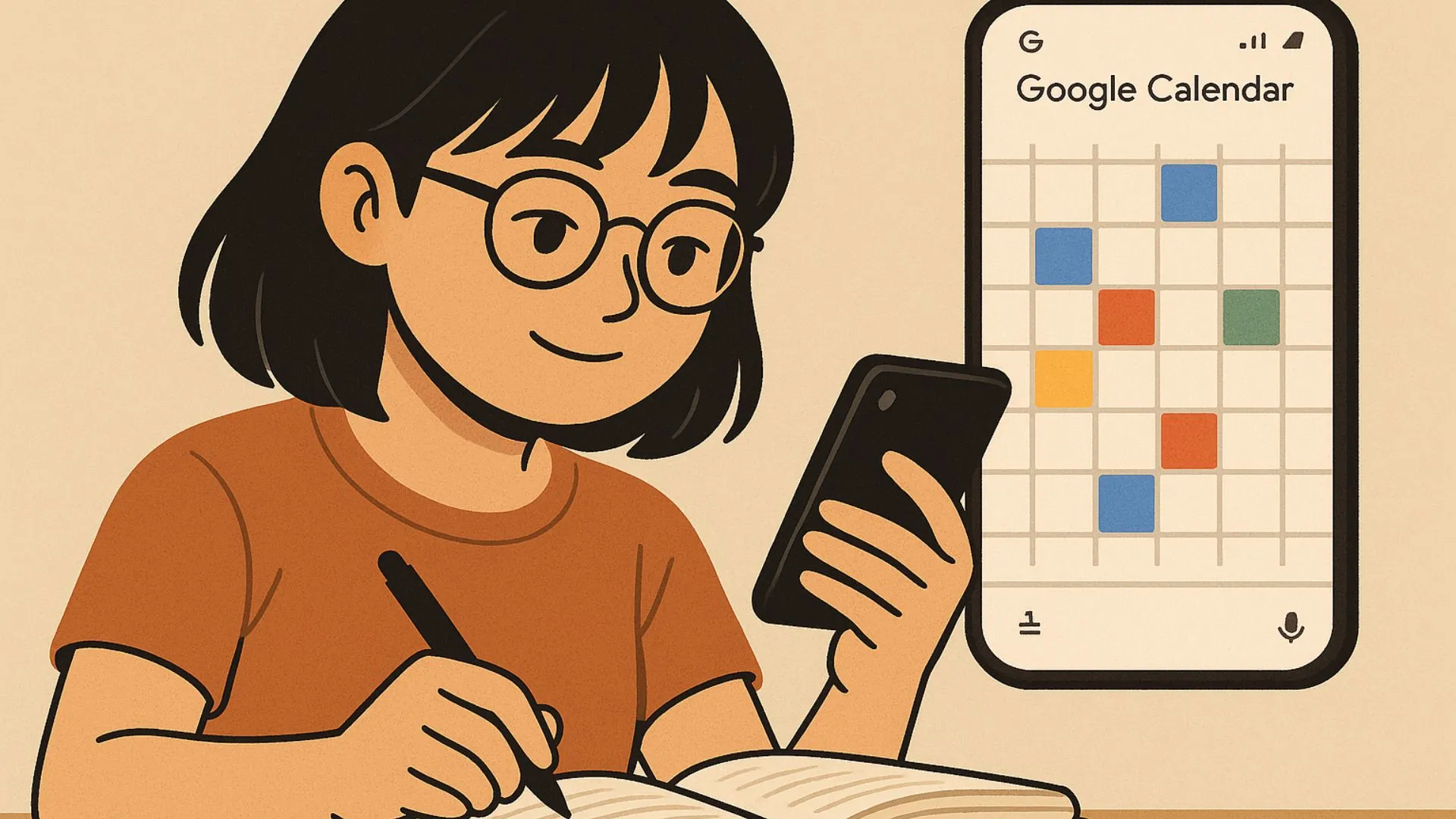 Aika Journaling Google Calendar Illustration