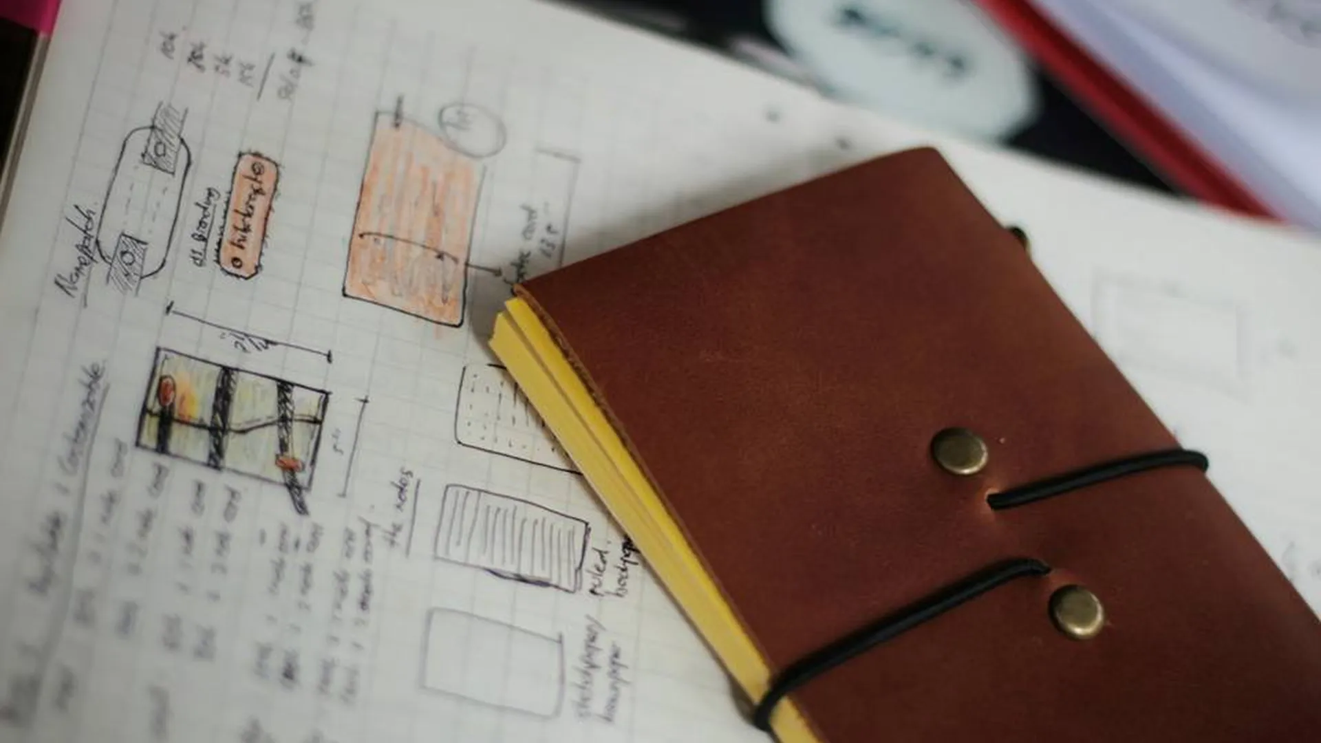 Brown Leather Hibrkraft Notebook On Design Sketch
