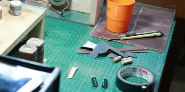 Leather Crafting Workshop Desk Setup