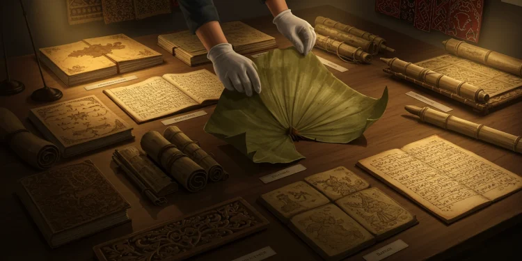 Ancient Artifacts On Display Table