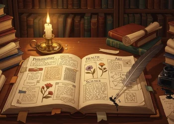 Ancient Library Study Book Pages