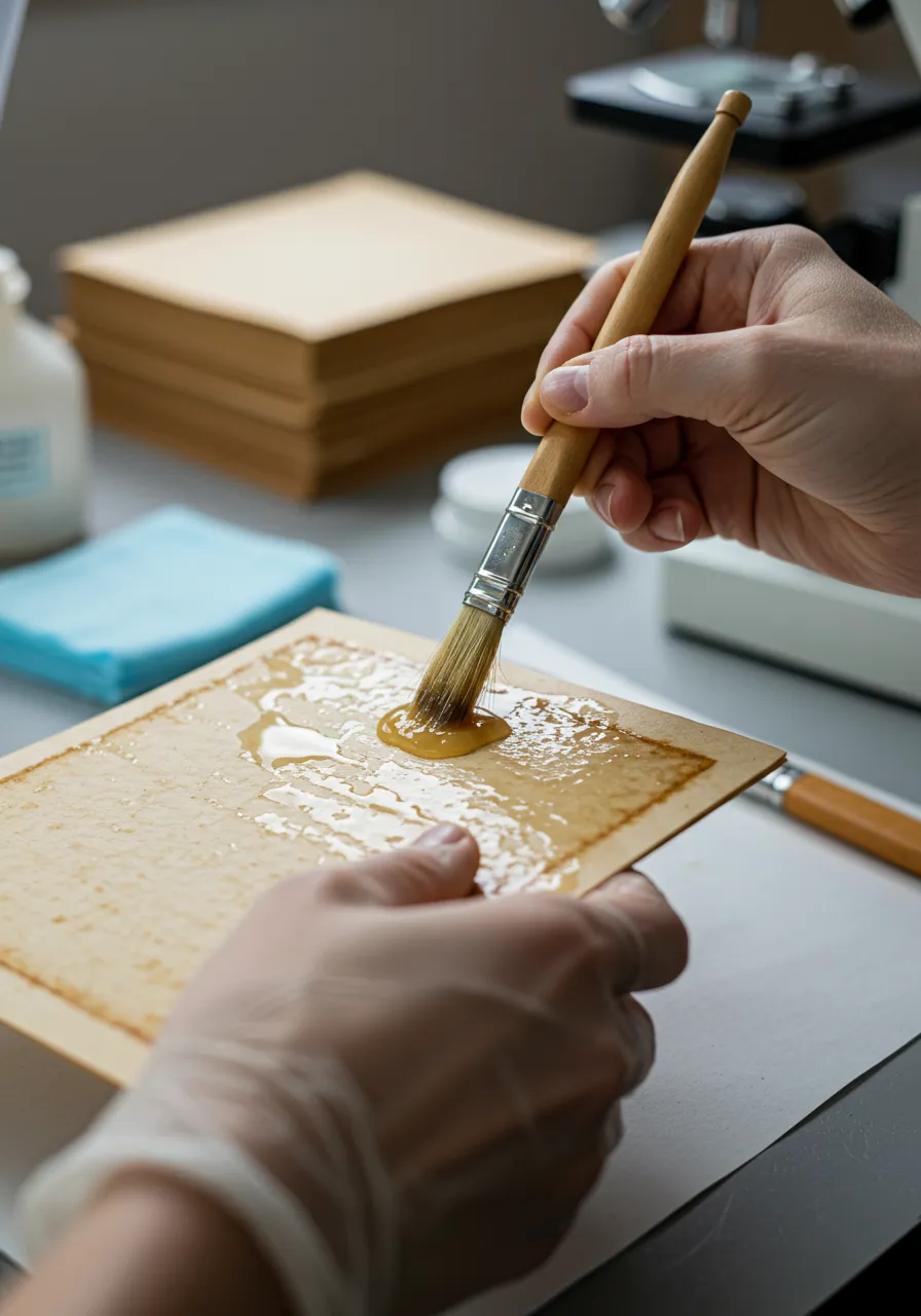 Applying Adhesive To Old Document Conservation