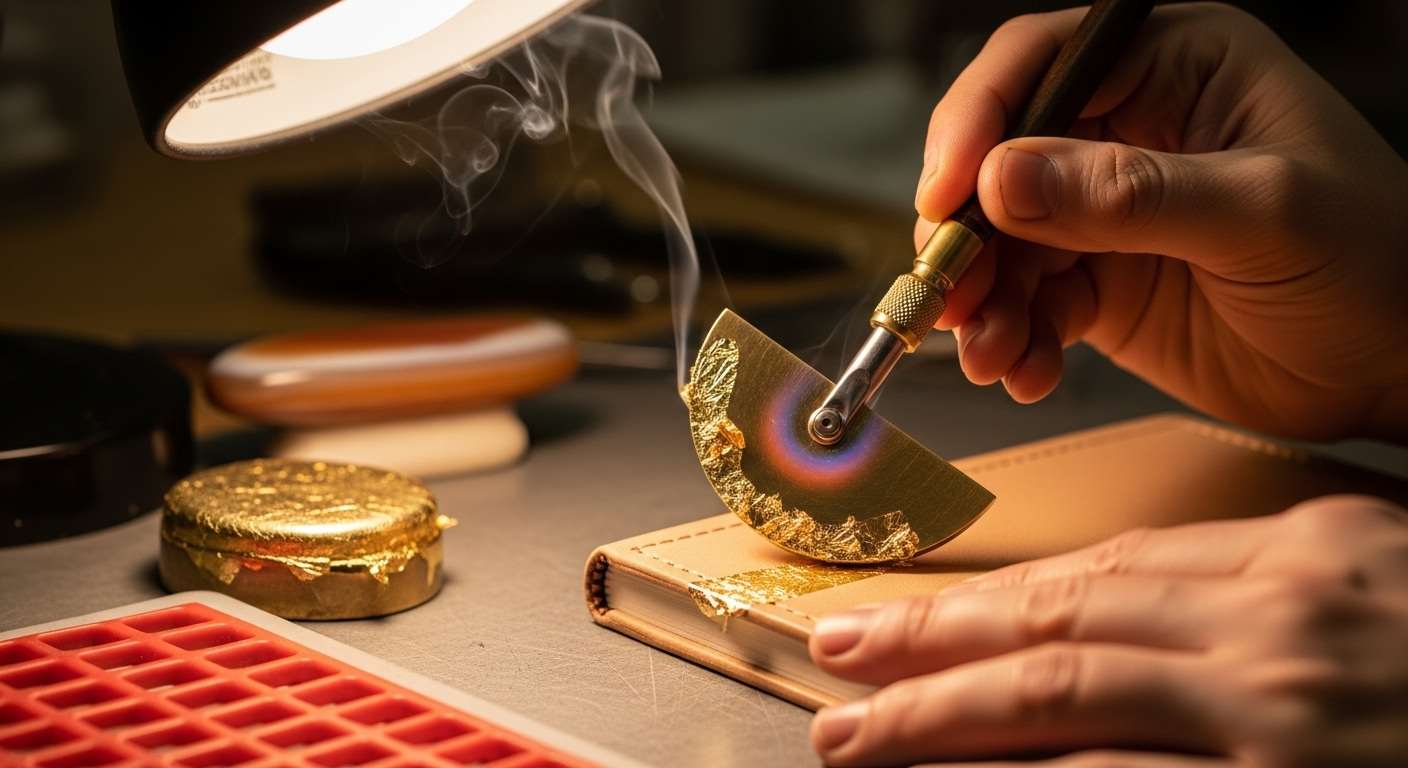 Applying Gold Leaf To Leather Book