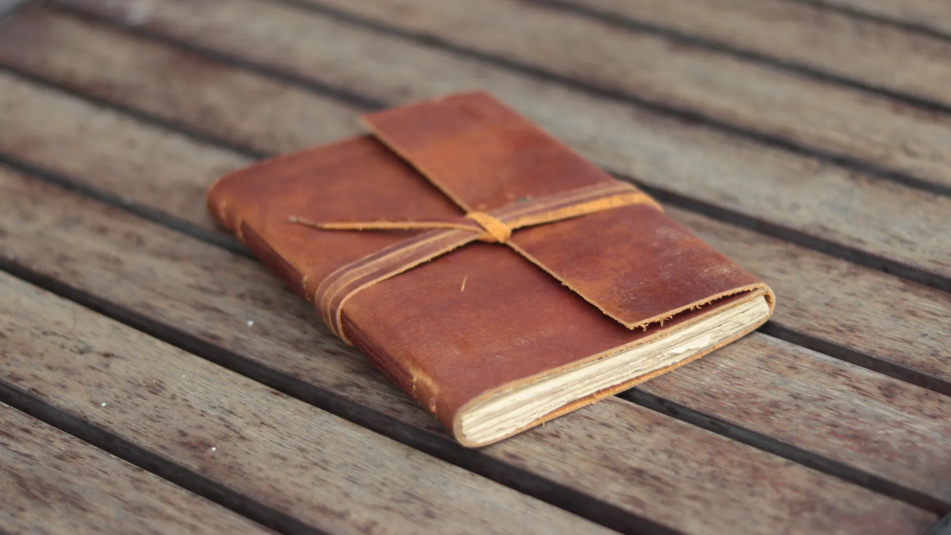 Brown Leather Journal Leather Tie Open