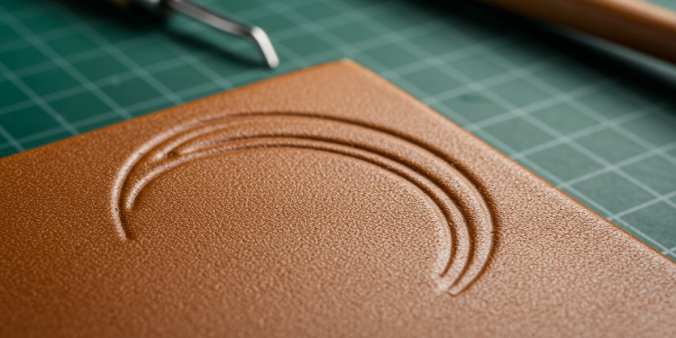 Brown Leather With Etched Design