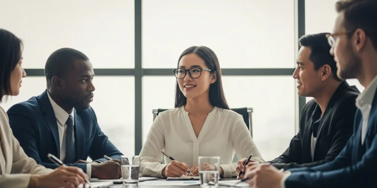 Business Meeting Diverse Team Discussion