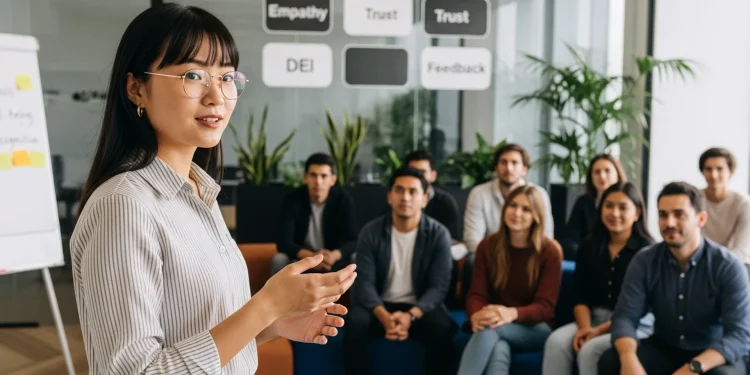 Businesswoman Giving Presentation To Team Meeting