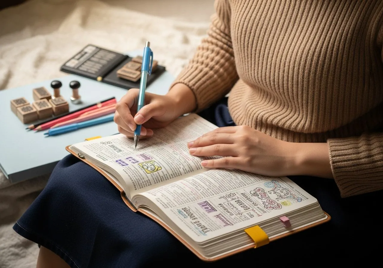 Girl Annotating A Book