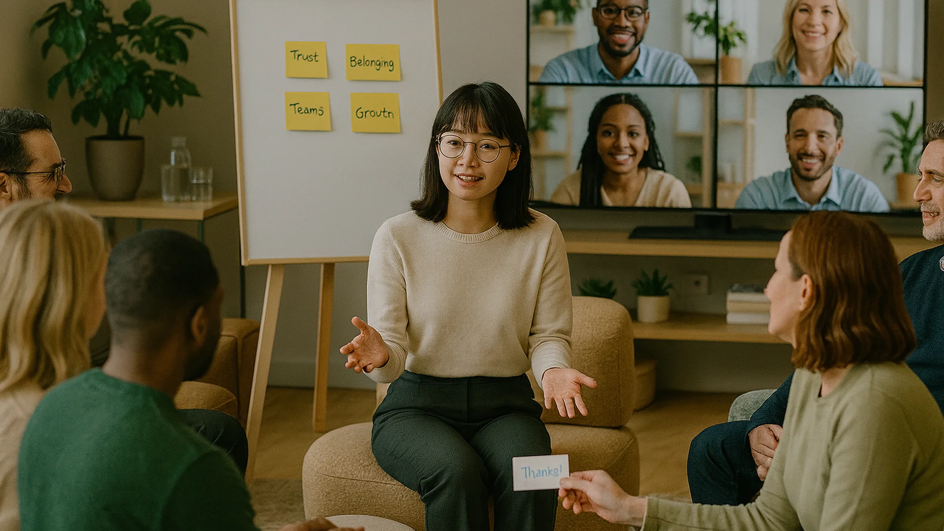 Group Therapy Session Hybrid Meeting Teamwork