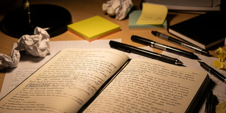 Handwritten Notes Desk Study Night