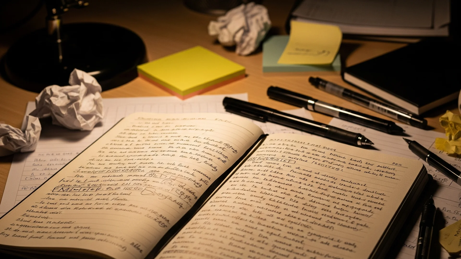 Handwritten Notes Desk Study Night