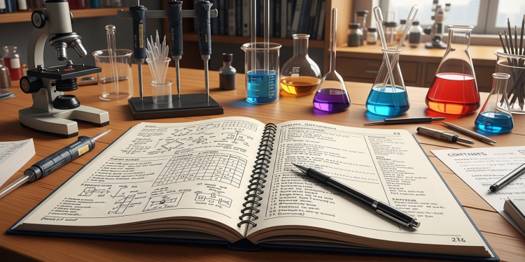 Lab Notebook Chemicals Experiments Science