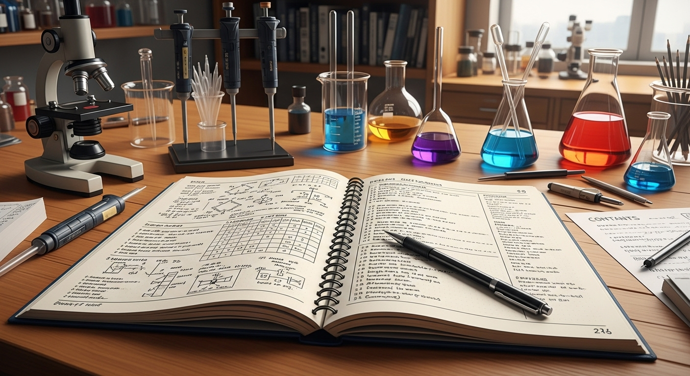 Lab Notebook Chemicals Experiments Science