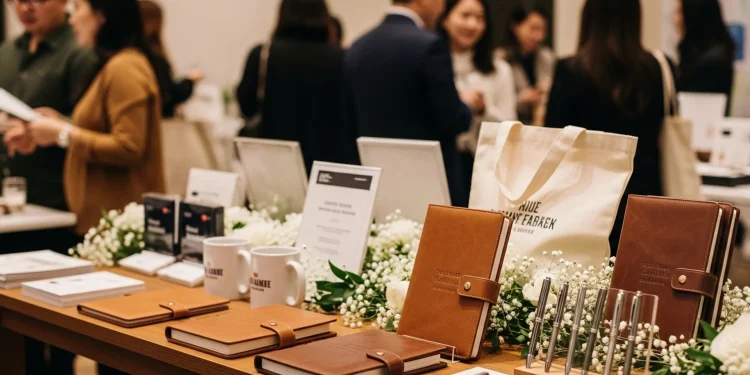 Leather Notebooks Pens Event Display