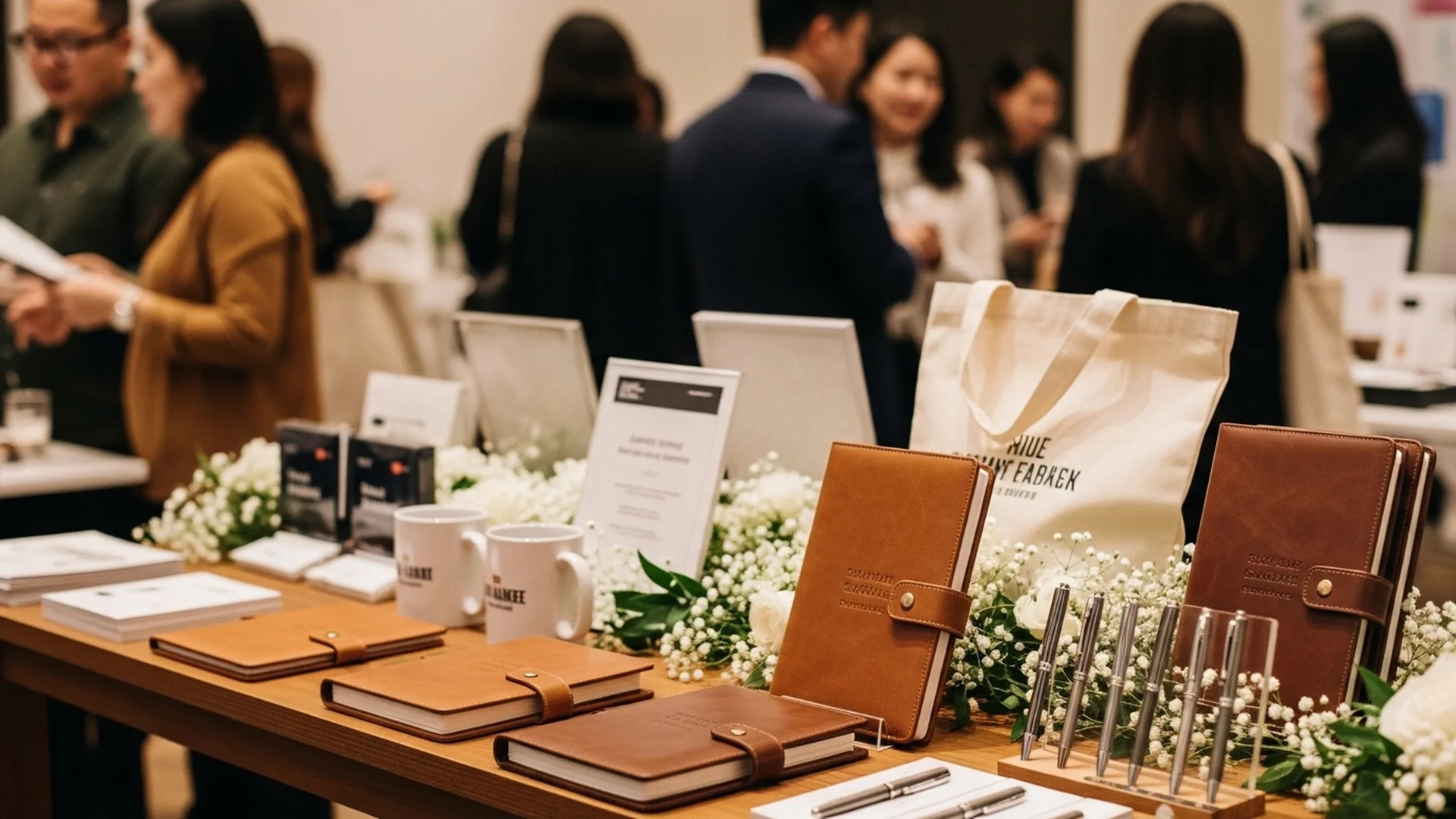 Leather Notebooks Pens Event Display