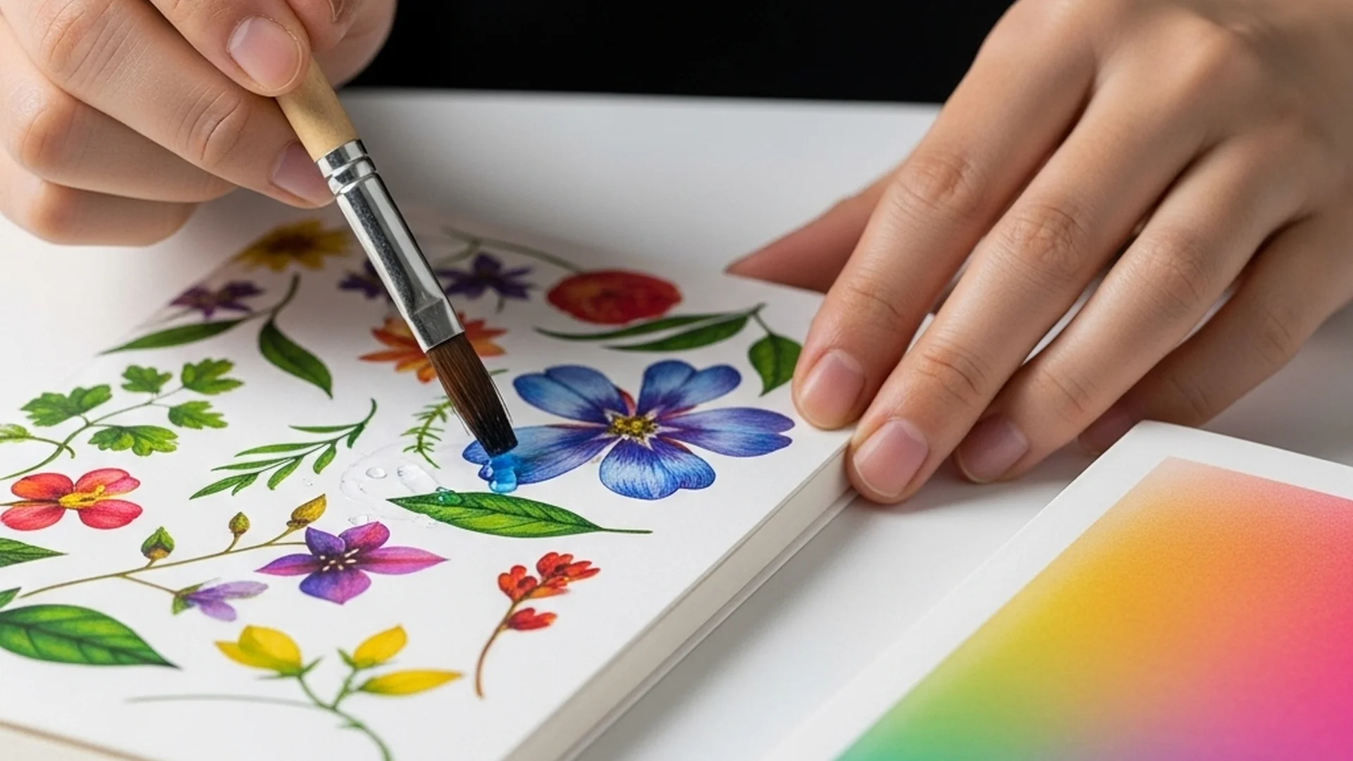 Painting Floral Notebook With Brush