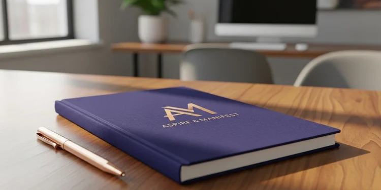 Purple Notebook On Wooden Table