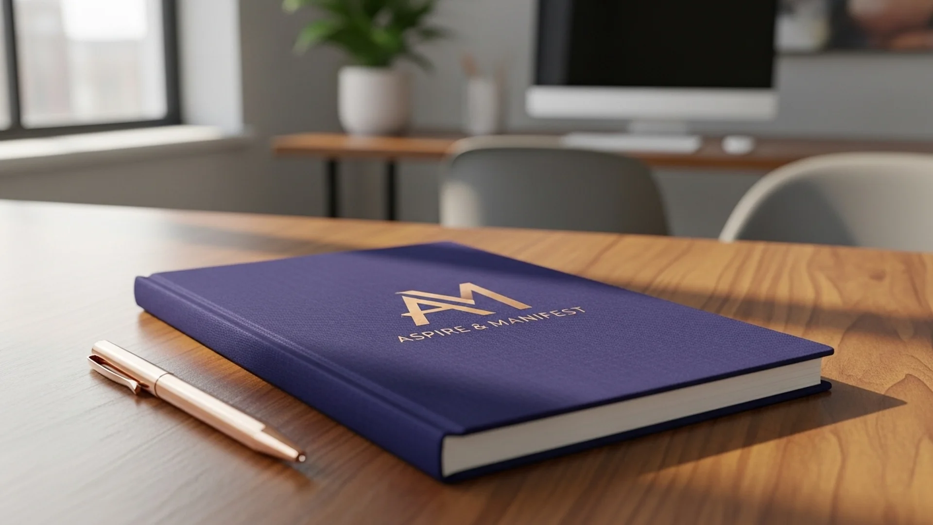 Purple Notebook On Wooden Table