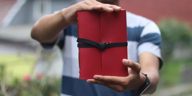 Red Leather Notebook Closed Custom Notebook Personalized Journal Standard Order