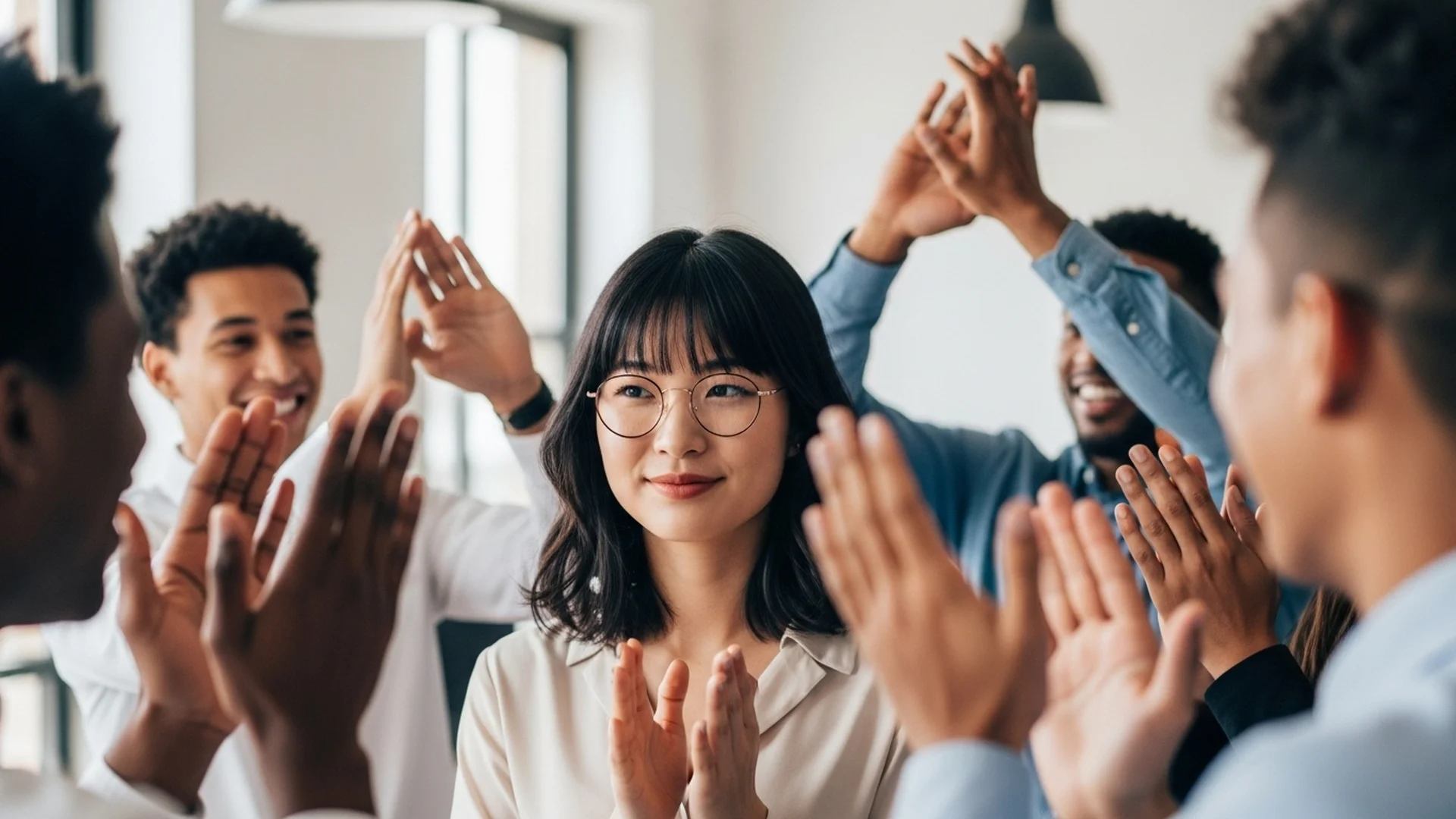 Team Celebrating Success Clapping Hands