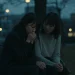 Two Girls Comforting Each Other Park Bench