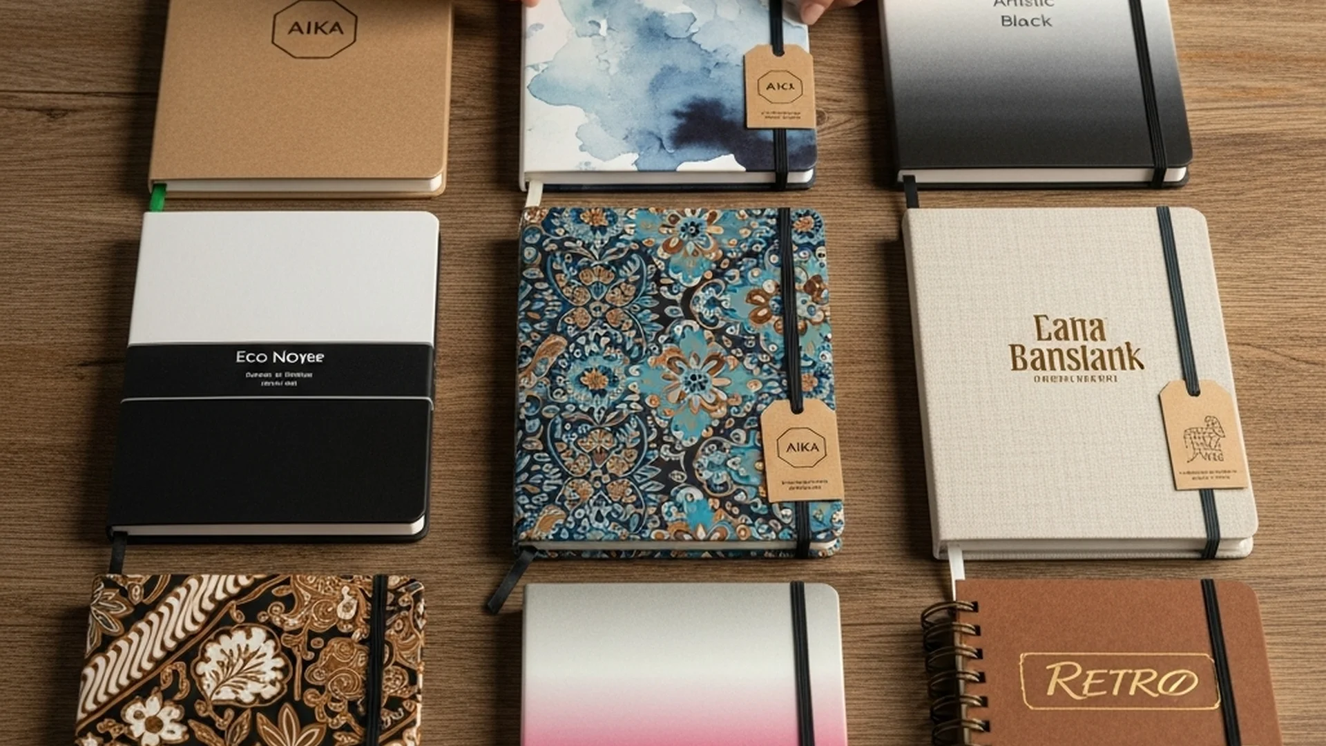 Variety Of Designer Notebooks On Table