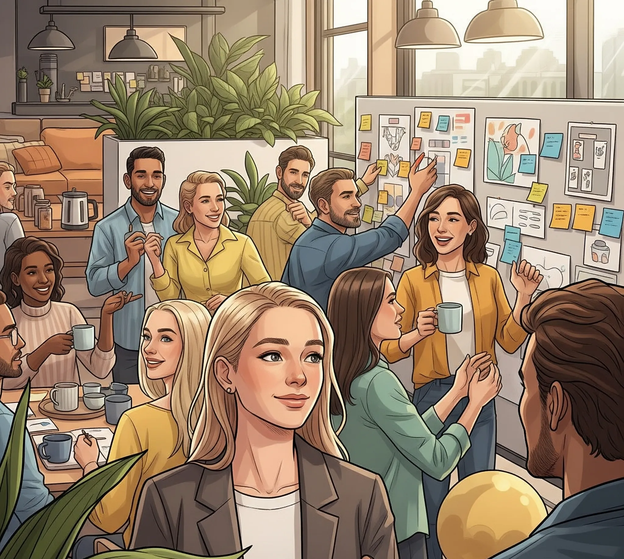 Vibrant Office Illustration