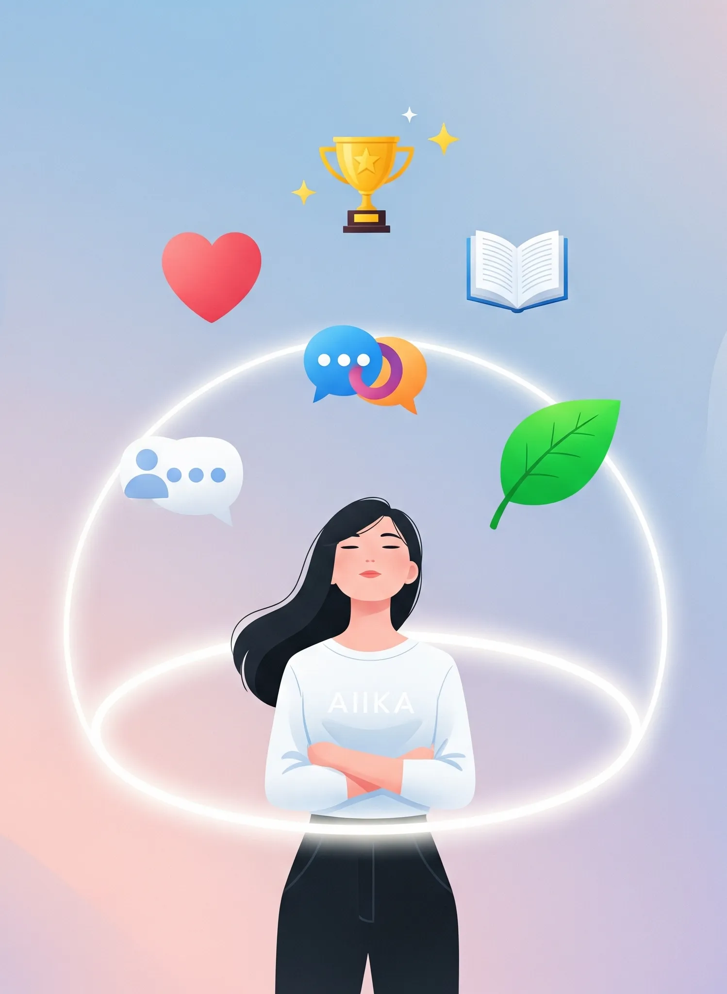 Woman Balanced Life Symbols Aura