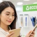 Woman Examining Eco Notebooks Store