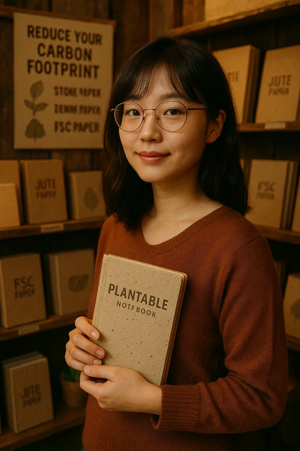 Woman Holding Plantable Notebook Eco Friendly