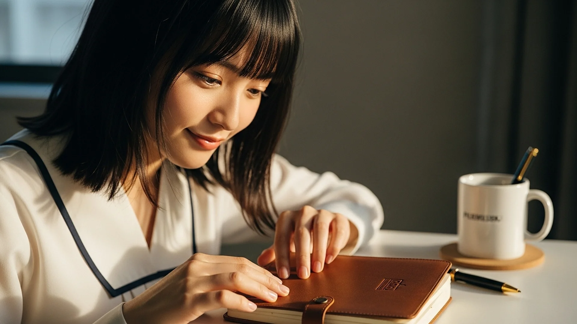 Woman Notebook Coffee Cup Hands