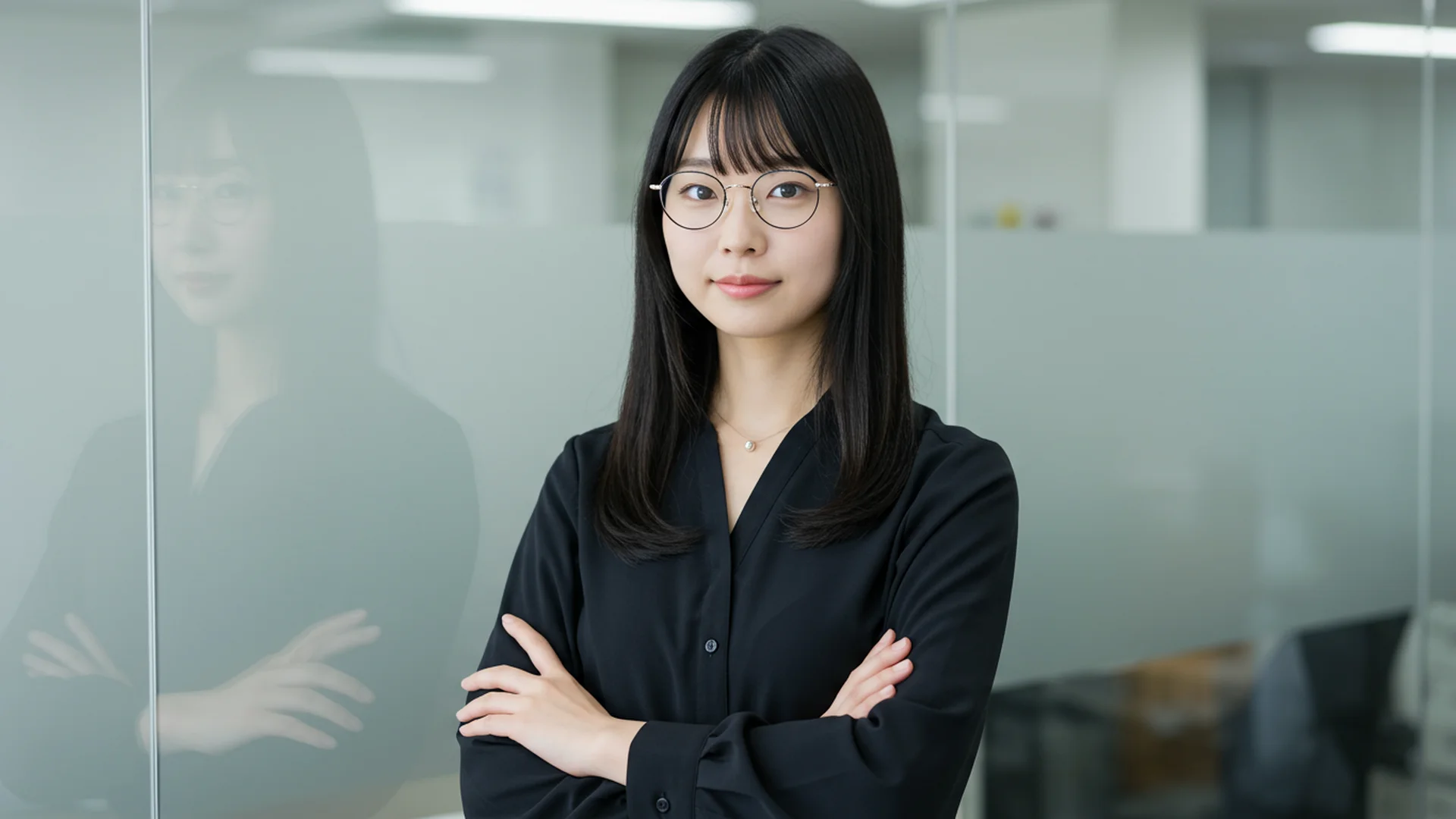 Woman Office Portrait Glasses Confident