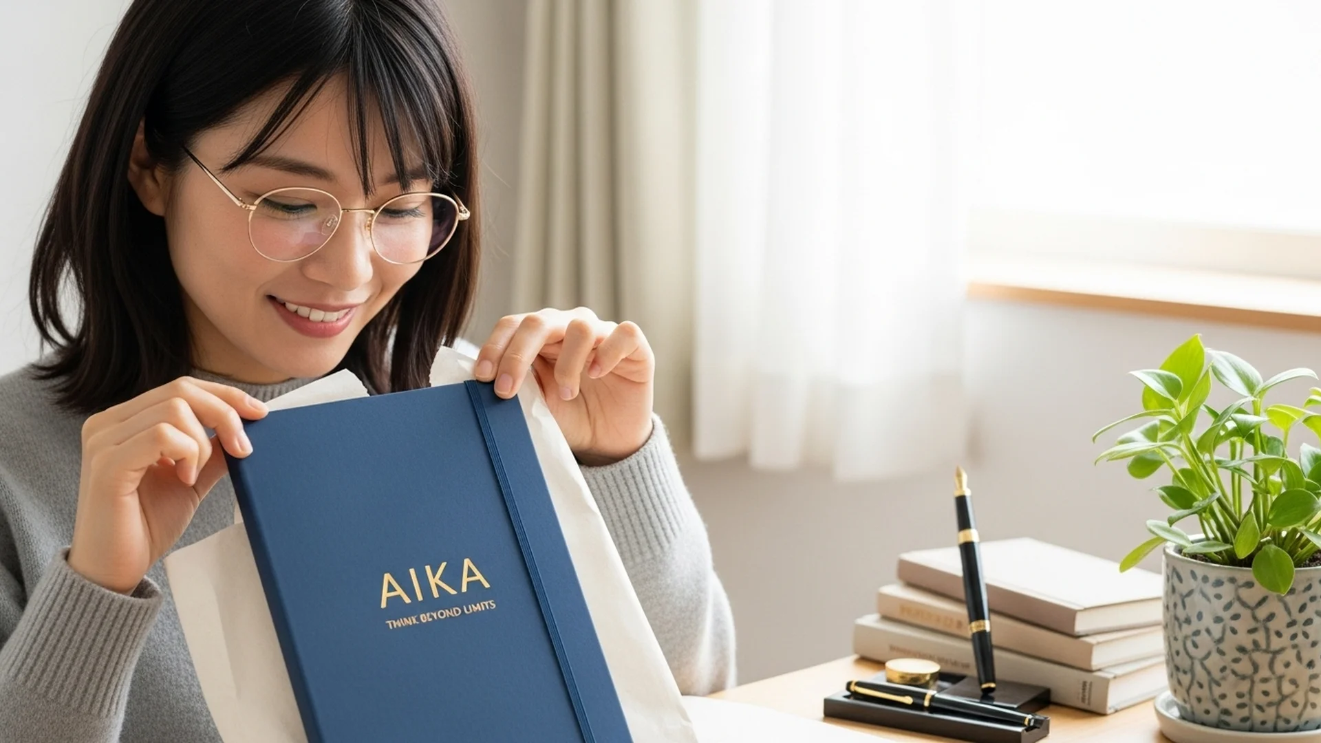 Woman Opening Notebook Aika Gift