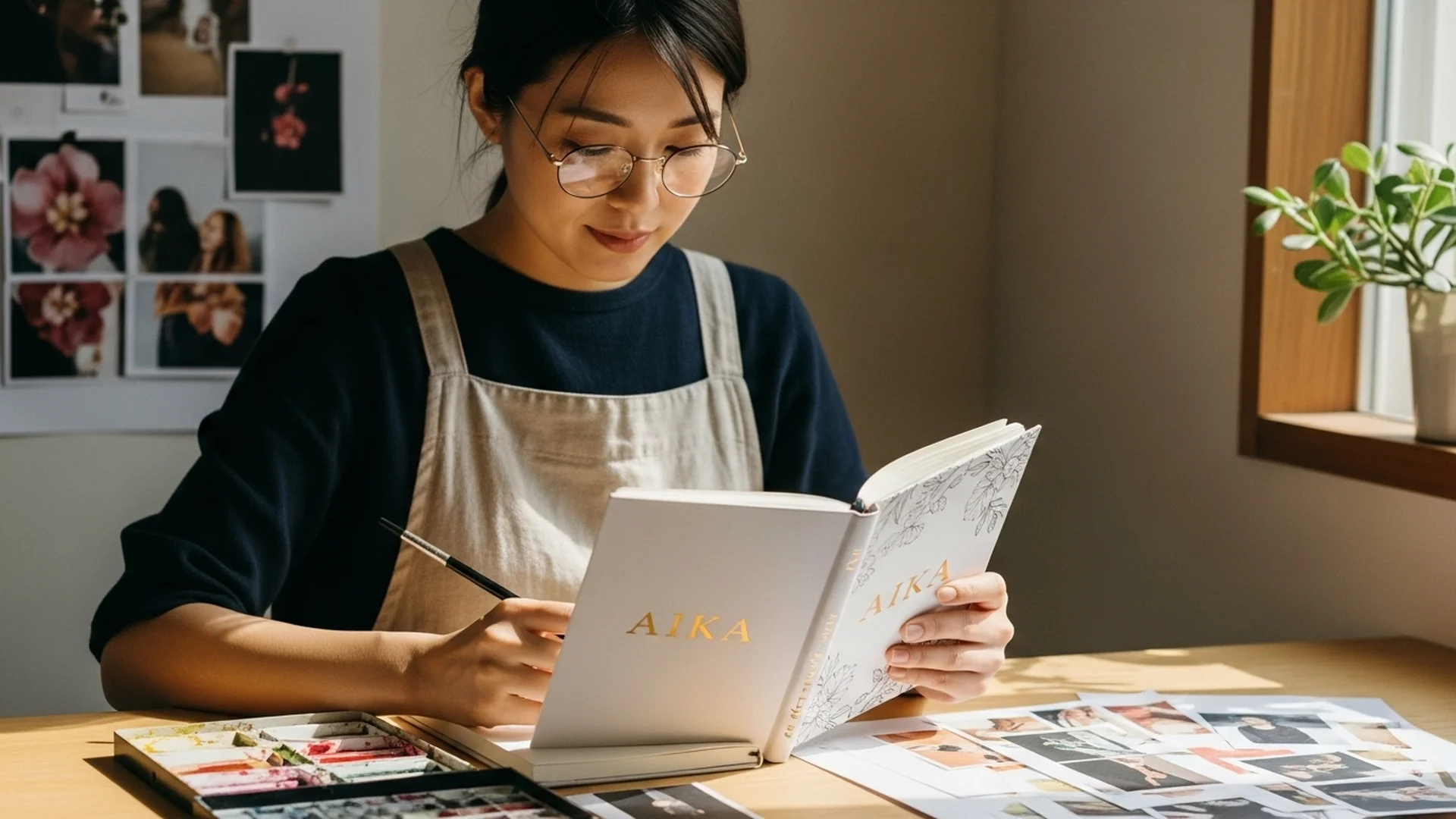 Woman Reading Book Artist Workspace