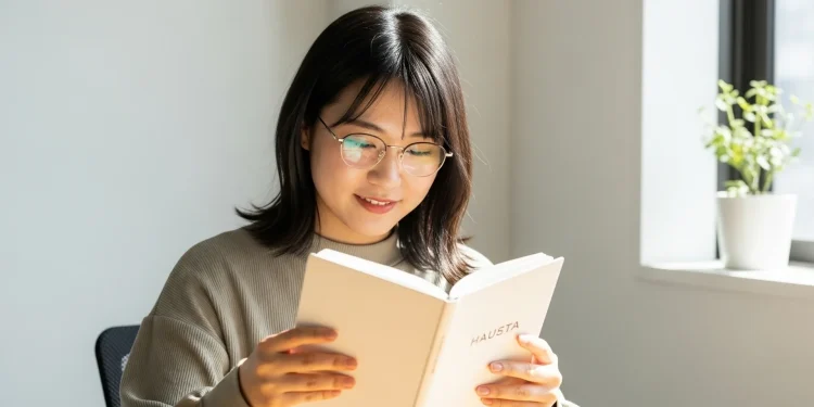 Woman Reading Book Glasses Interior