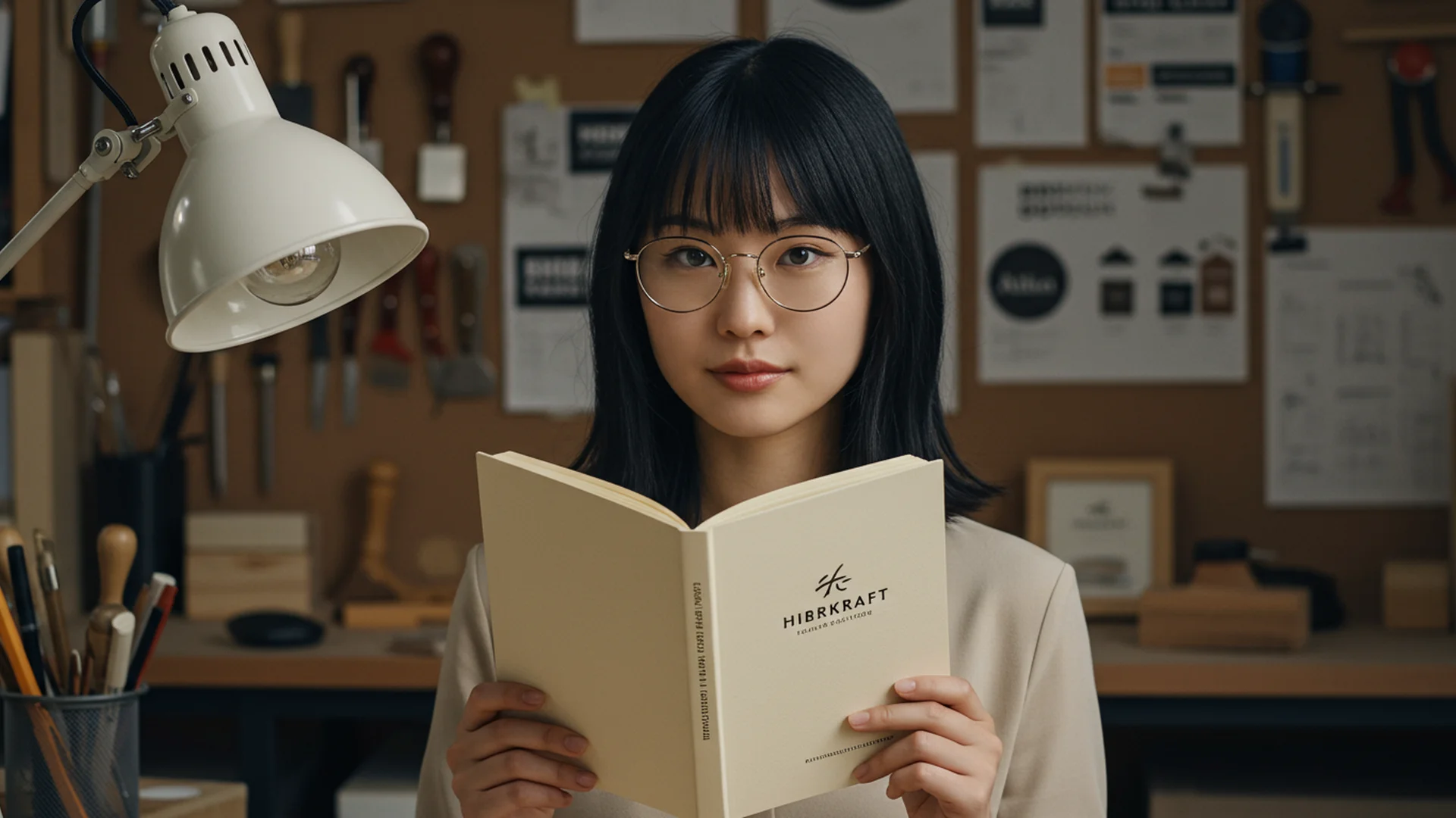 Woman Reading Book Studio Interior