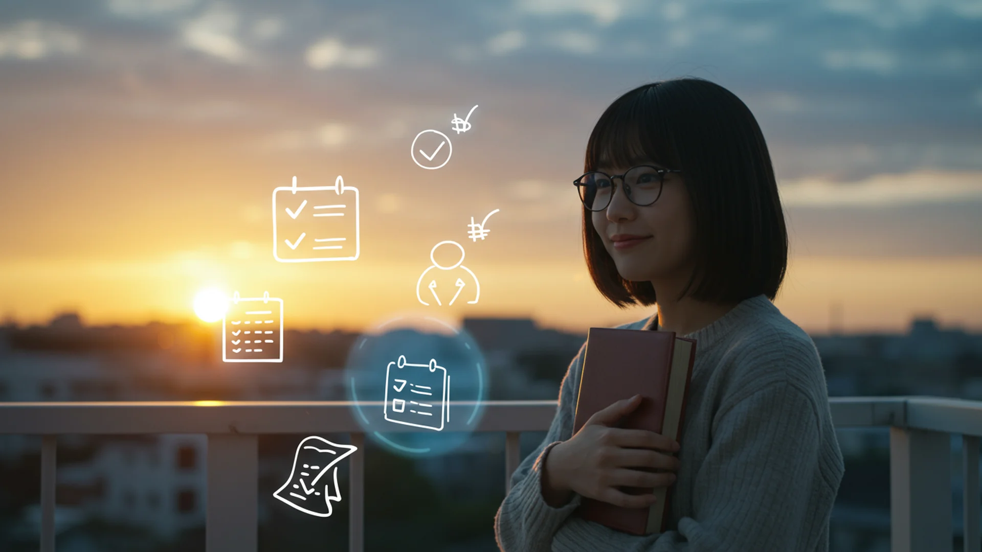 Woman Sunset Reading Tasks Book