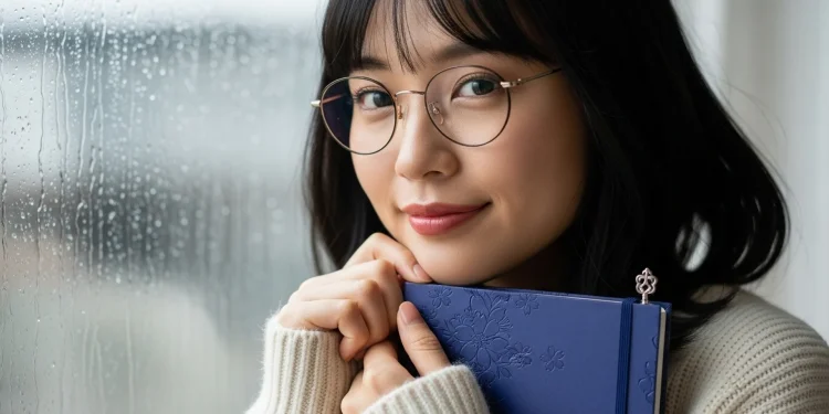 Woman With Book Rainy Day