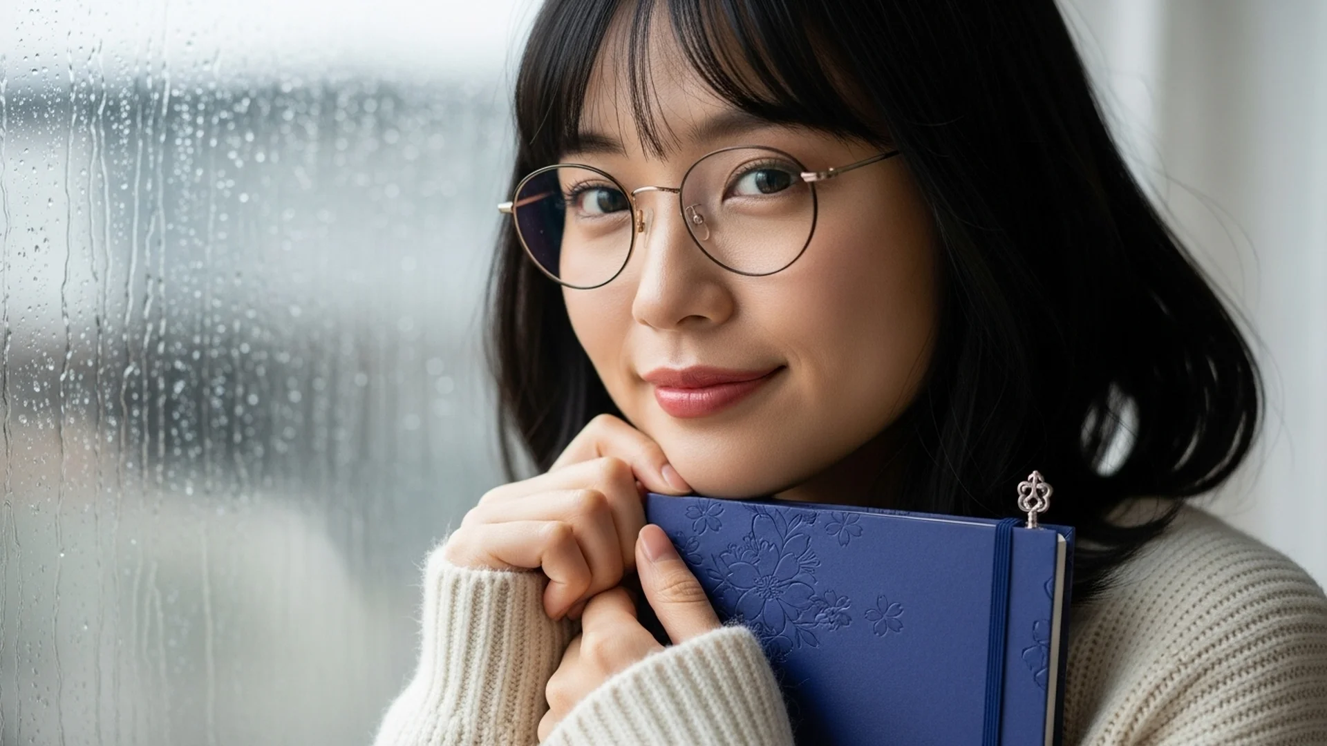 Woman With Book Rainy Day