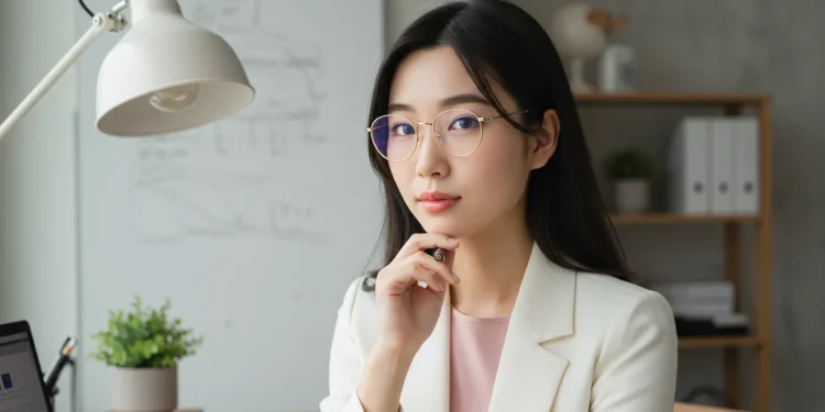 Woman With Glasses In Office Setting