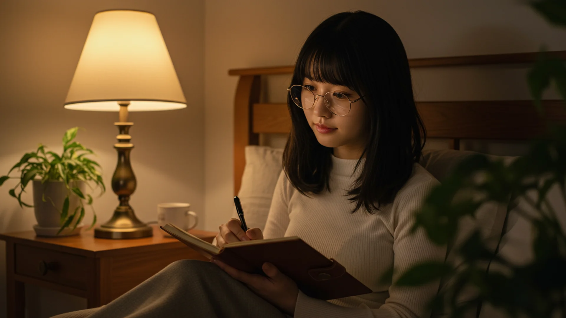Woman Writing Bed Night Light