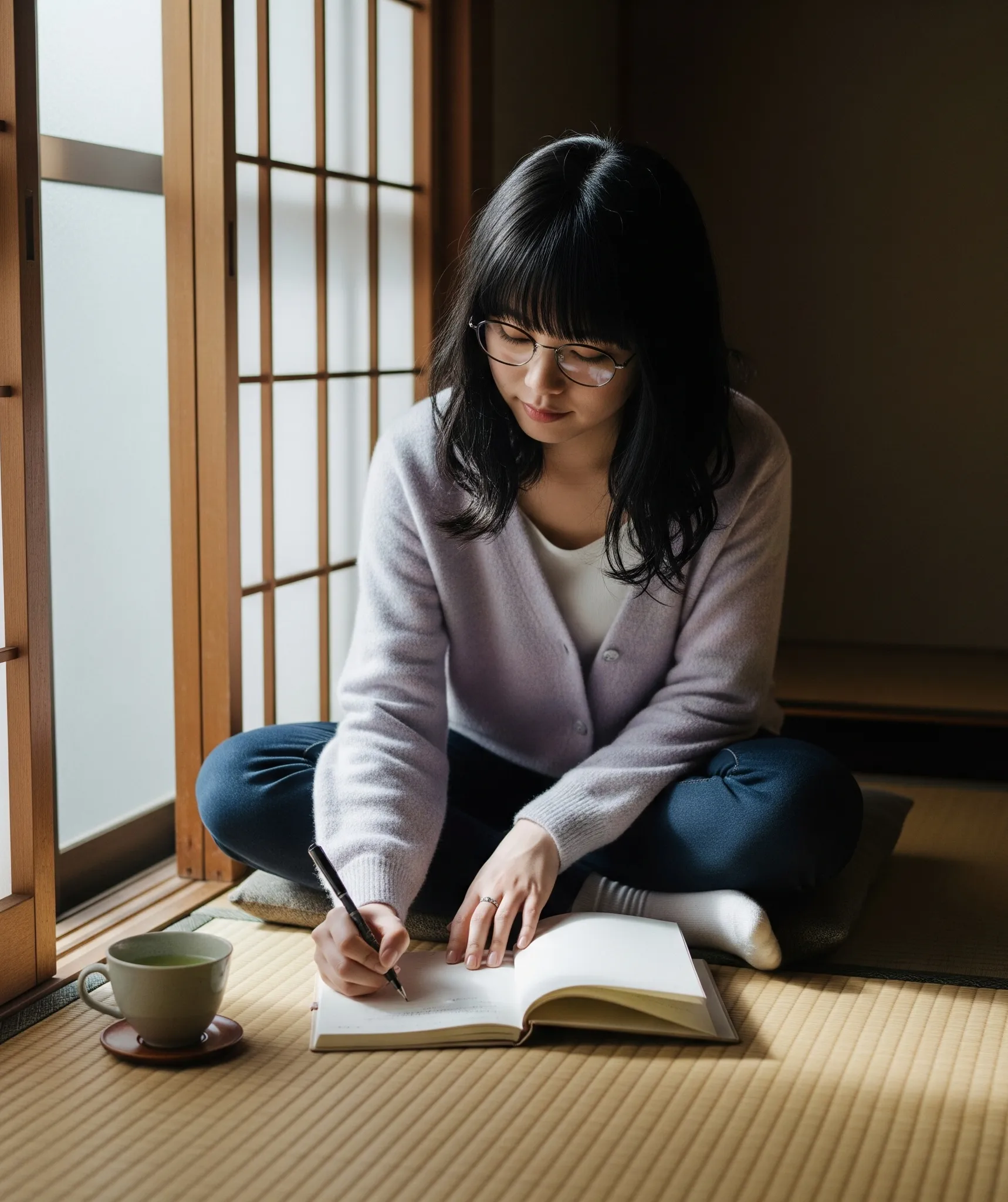 Woman Writing Journal Japanese Style