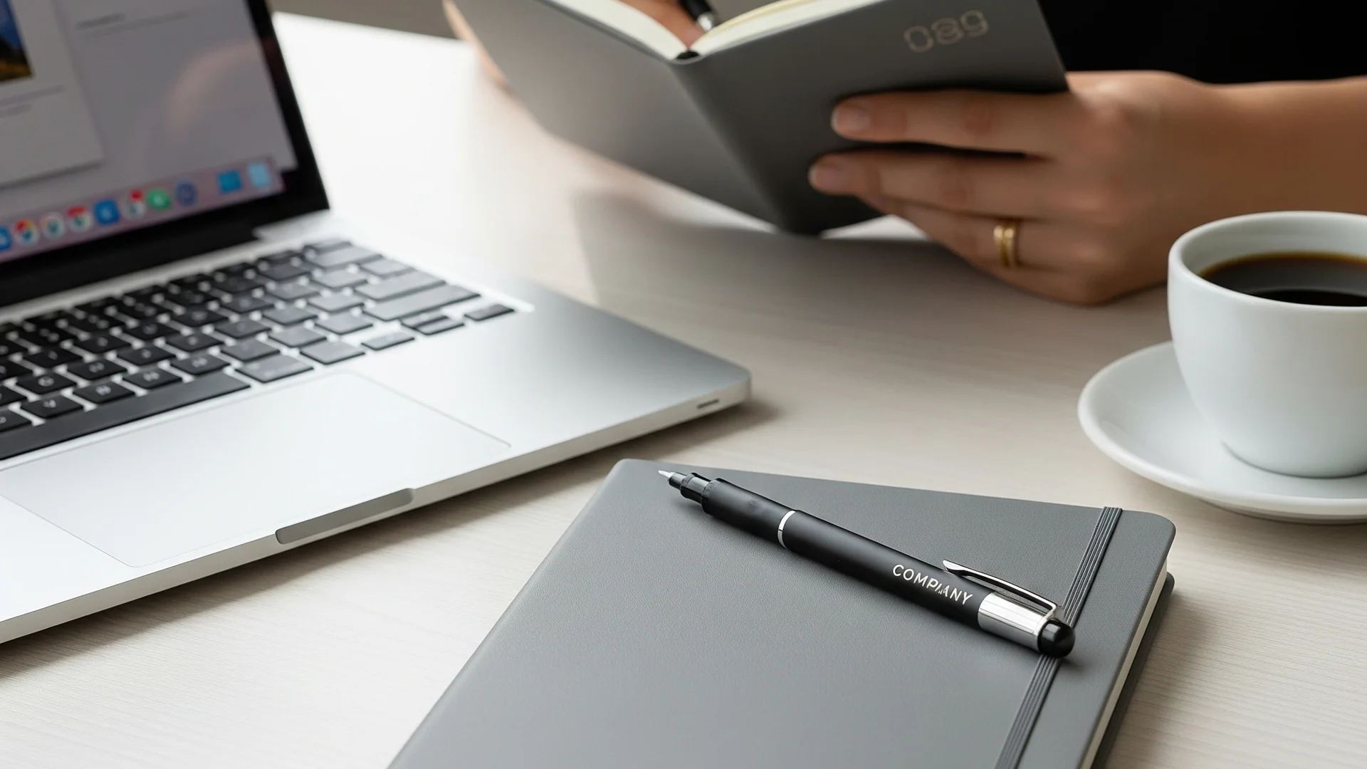 Work Desk Notebook Laptop Coffee