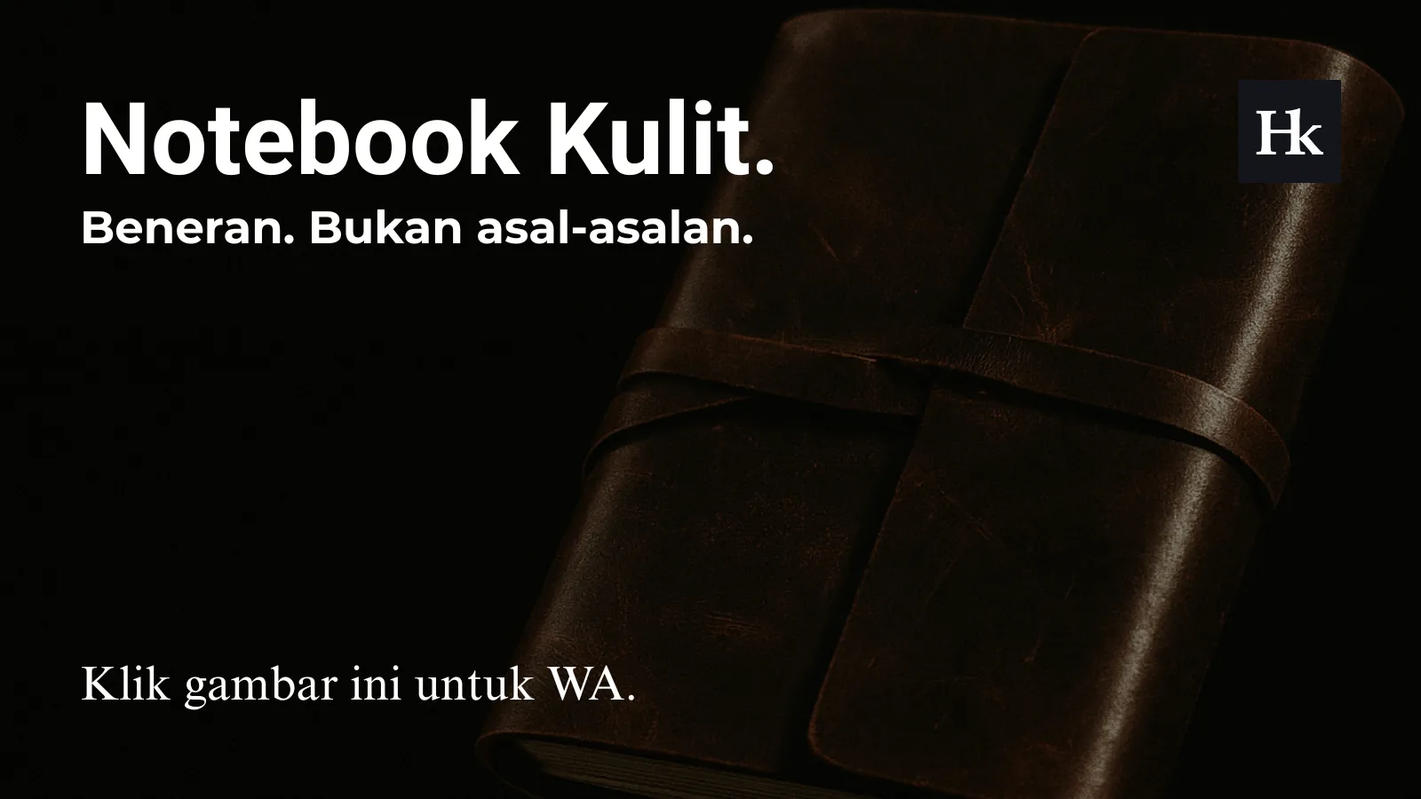 Detail notebook kulit asli yang menunjukkan tekstur dan kualitas material