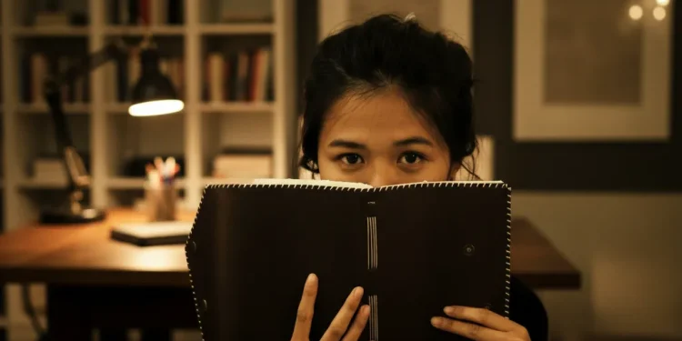 Girl Hiding Behind A Book