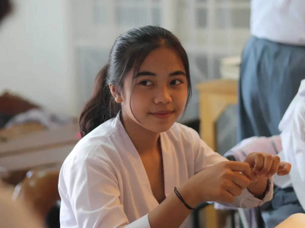 Girl In White Shirt Classroom Portrait