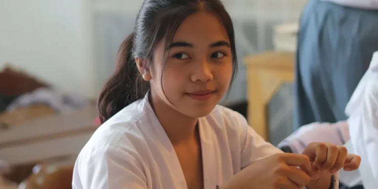 Girl In White Shirt Classroom Portrait