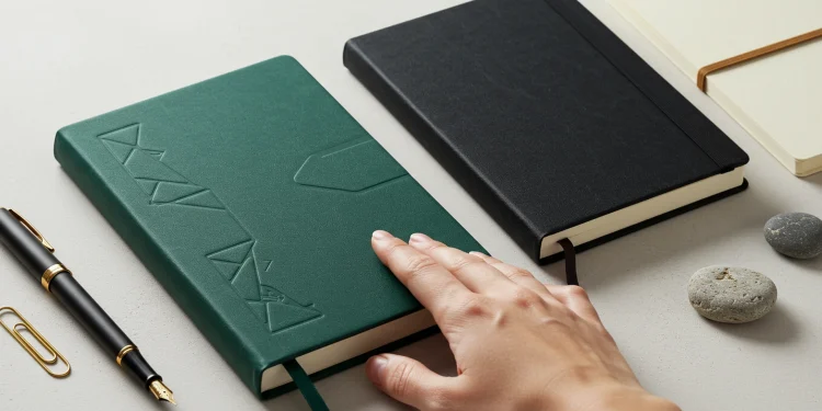 Green And Black Leather Notebooks With Pen