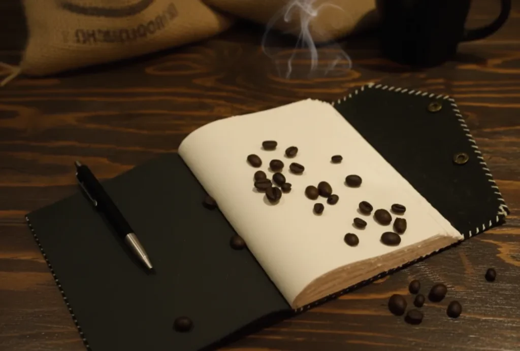 Leather Journal Coffee Beans Pen